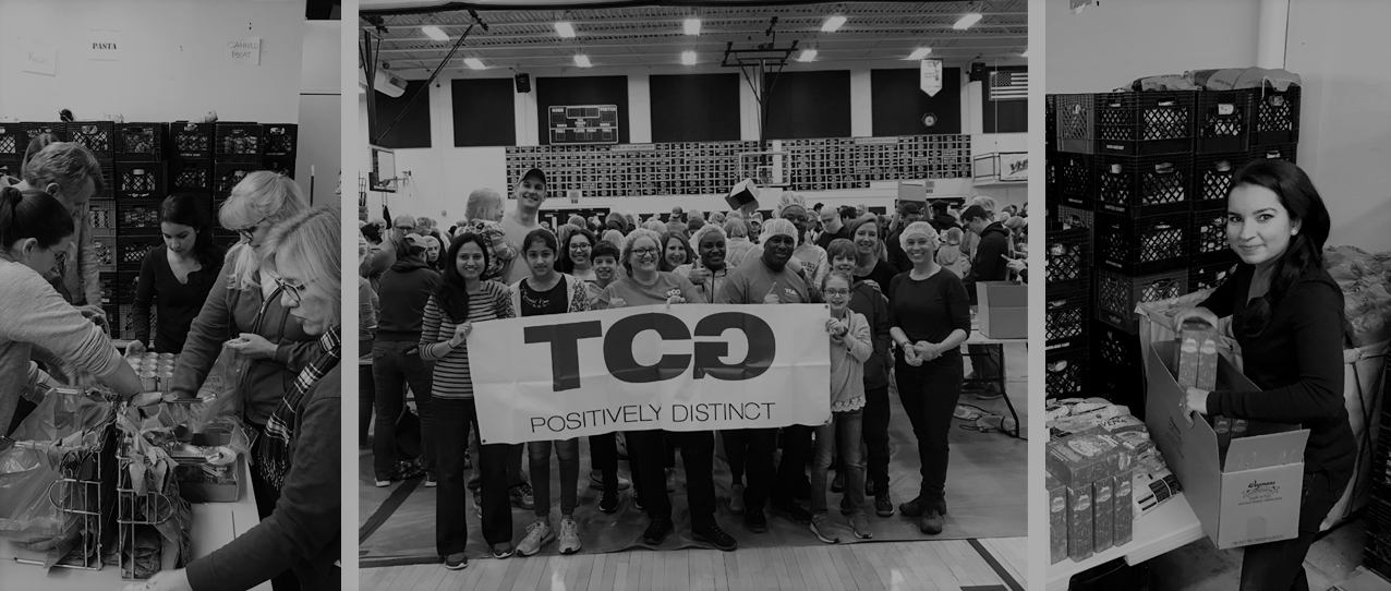 TCGers working with local organizations to prepare meals for food insecure families.